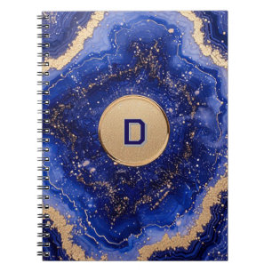 Caderno Espiral Desenho Abstrato de Geodo com Acentos em Dourado R