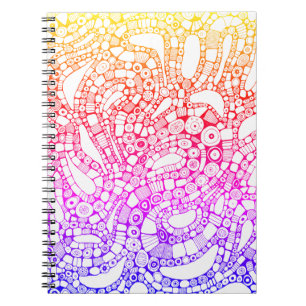 Caderno Espiral Desenho Abstrato Quadrado de Círculos Ondulados Mu