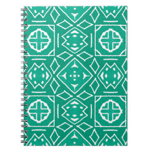 Caderno Espiral Desenho Africano de Arte. Impressão tribal. Ikat