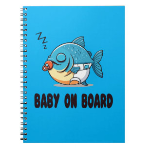 Caderno Espiral Desenho Animado de Peixe Bebê Dormindo Engraçado -