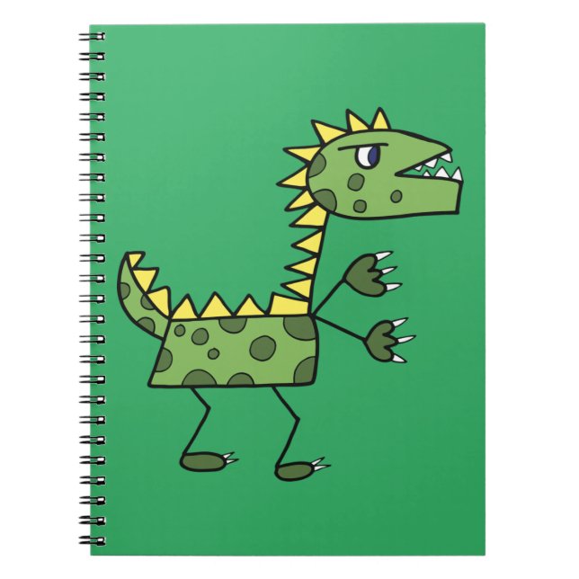 Caderno Espiral desenho animado do dinossauro t-rex (Frente)