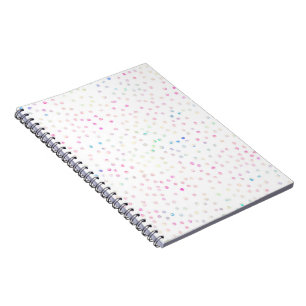 Caderno Espiral Desenho Branco de Pontos de Brilho Iridescente Ele