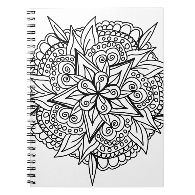 Caderno Espiral Desenho da design de mandala legal (Frente)