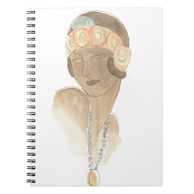 Caderno Espiral Desenho da Moda Flapper - Mulher com Cabeça (Frente)