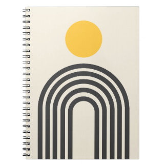 Caderno Espiral Desenho de Arco e Sol Boho