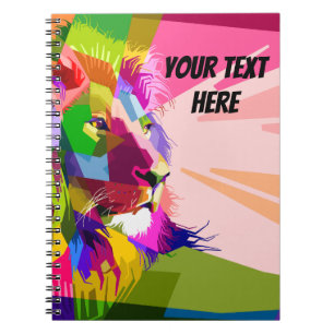 Caderno Espiral Desenho de Arte Pop Prismática Colorida de Leão