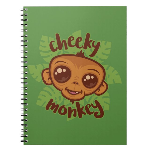 Caderno Espiral Desenho De Cartoon De Macaco Cheiroso (Frente)