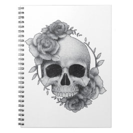 Caderno Espiral Desenho de Caveira e Rosas
