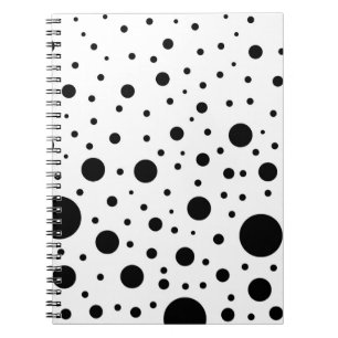 Caderno Espiral Desenho de Círculo Preto e Branco