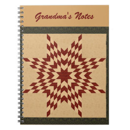 Caderno Espiral Desenho de Colcha Estrela Solitária Marrom