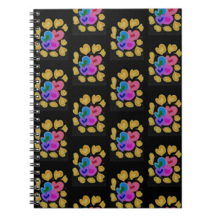 Caderno Espiral Desenho de Corações Coloridos