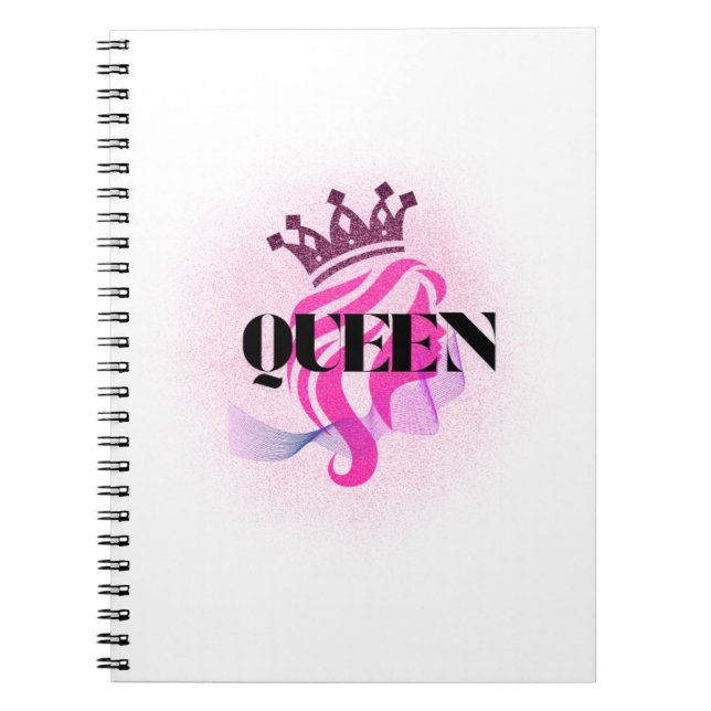 Caderno Espiral Desenho de Coroa da Rainha Rosa – Poder Feminino C (Frente)