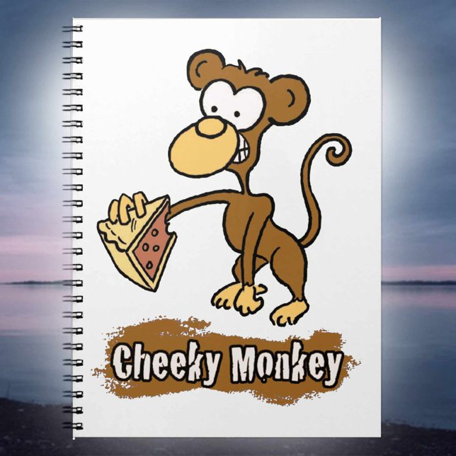 Caderno Espiral Desenho de desenho animado de macaco atrevido (Criador carregado)