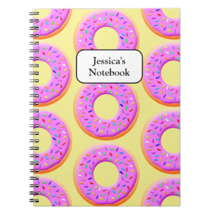 Caderno Espiral Desenho de Donut Com Confeitos Padrão