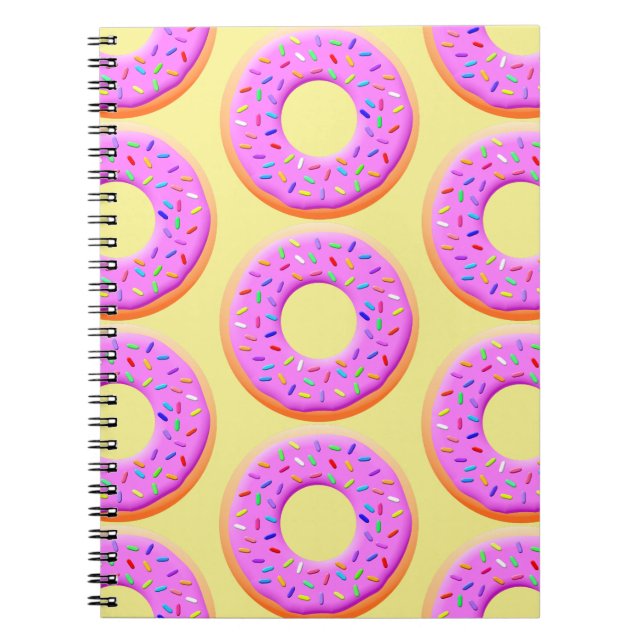 Caderno Espiral Desenho de Donut Fofo Com Confeitos (Frente)