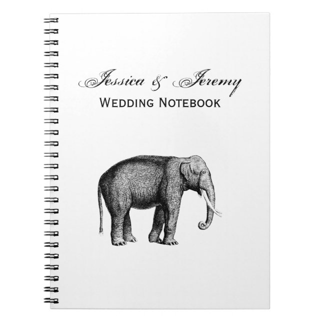 Caderno Espiral Desenho de Elefante Vintage (Frente)