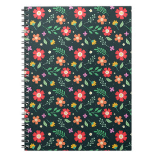 Caderno Espiral Desenho de fundo com estampa floral colorida e ale