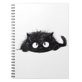 Caderno Espiral Desenho de Gato Preto Cinto