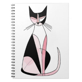 Caderno Espiral Desenho de gato simétrico minimalista