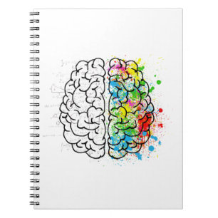 Caderno Espiral desenho de ideias de psicologia do cérebro