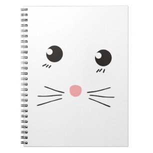 Caderno Espiral Desenho de linha de rosto de gato