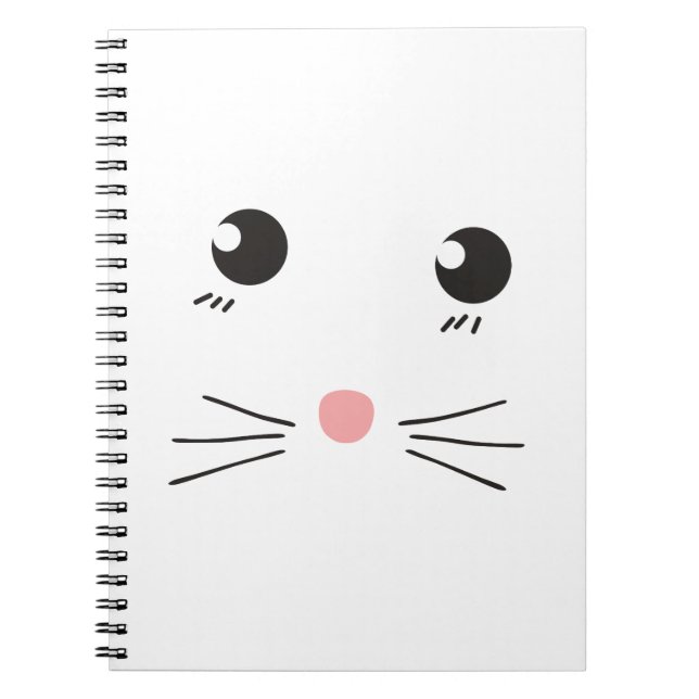 Caderno Espiral Desenho de linha de rosto de gato (Frente)