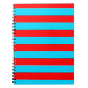 Caderno Espiral Desenho de Listras Vermelhas e Azuis