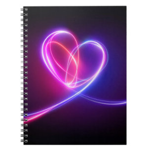 Caderno Espiral Desenho de luz de néon cor-de-rosa. Doença cardíac
