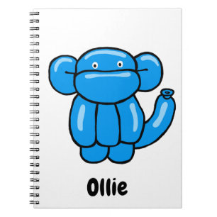 Caderno Espiral Desenho de macaco animal de balão azul divertido