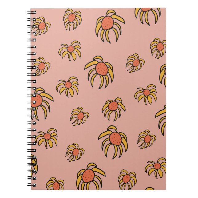 Caderno Espiral Desenho de margaridas voadoras para primavera e ve (Frente)