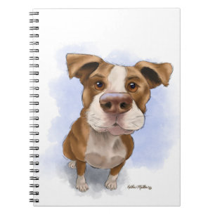 Caderno Espiral Desenho de Pit Bull Fofo