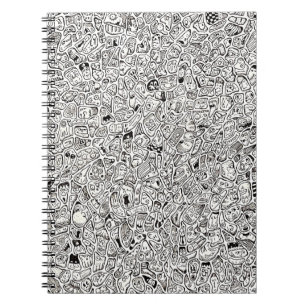 Caderno Espiral Desenho de Rostos de Desenhos Animados Engraçados