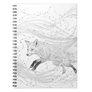 Caderno Espiral Desenho de Tinta da Constelação de Fox Celestial