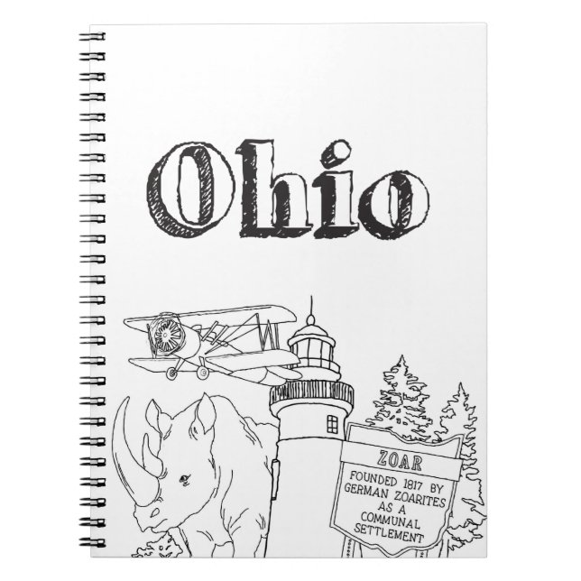 Caderno Espiral Desenho de Viagens de Arte de Férias de Ohio (Frente)