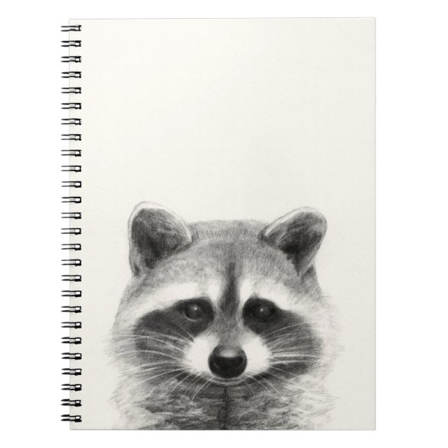 Caderno Espiral Desenho do Lápis Raccoon (Frente)