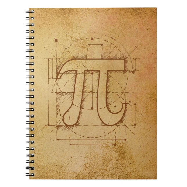 Caderno Espiral Desenho do número do Pi (Frente)