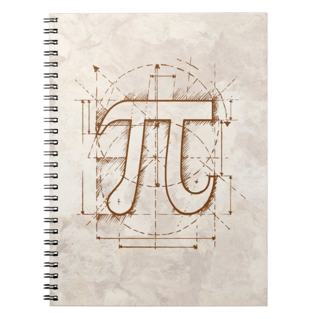 Caderno Espiral Desenho do número do Pi (Frente)