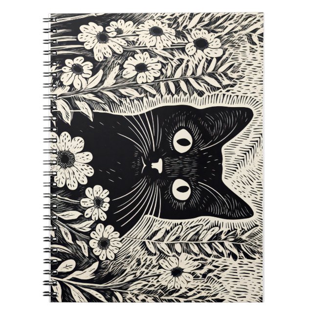 Caderno Espiral Desenho do padrão de gatos (Frente)