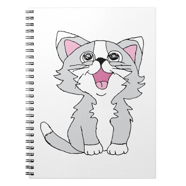 Caderno Espiral Desenho Feliz de Gato Feliz, Aestésico, De Gato (Frente)