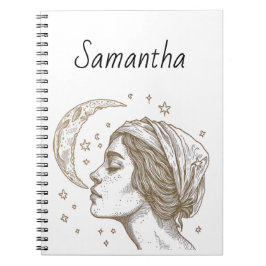 Caderno Espiral Desenho feminino e lua