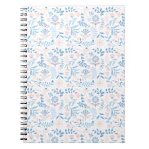 Caderno Espiral Desenho floral boho bloco impresso azul rosa femin