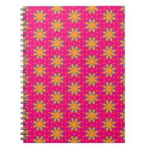 Caderno Espiral Desenho Floral Geométrico Colorido
