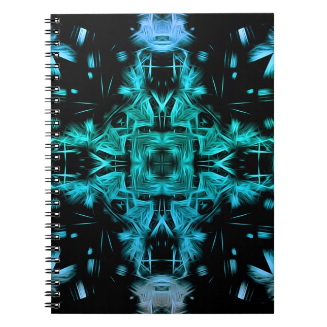 Caderno Espiral Desenho Fractal de Plasma Elétrico Futurista (Frente)