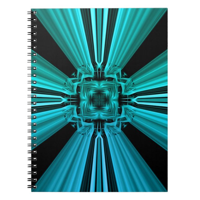 Caderno Espiral Desenho Fractal de Plasma Elétrico Futurista (Frente)