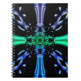 Caderno Espiral Desenho Fractal de Plasma Elétrico Futurista