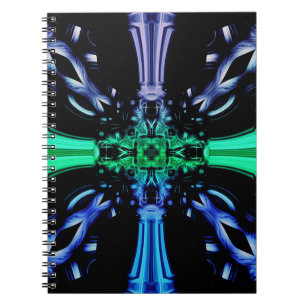Caderno Espiral Desenho Fractal de Plasma Elétrico Futurista