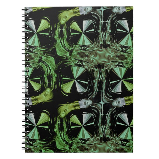 Caderno Espiral Desenho Fractal de Plasma Elétrico Futurista (Frente)
