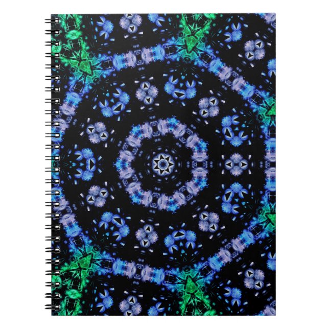 Caderno Espiral Desenho Fractal de Plasma Elétrico Futurista (Frente)