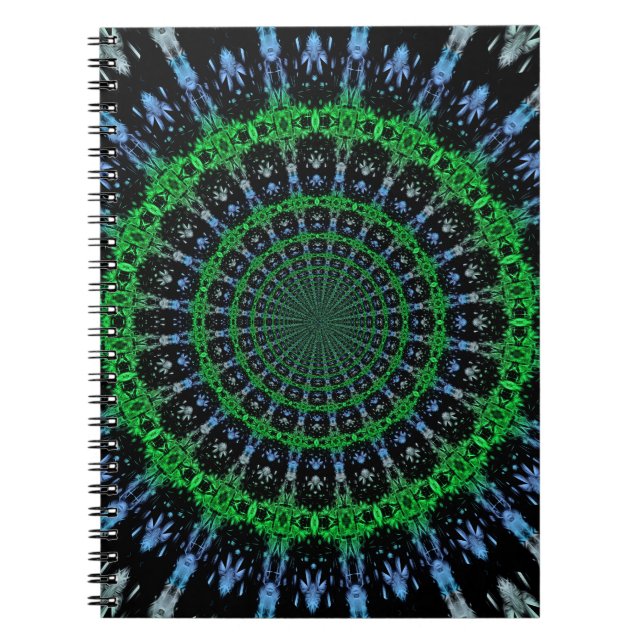 Caderno Espiral Desenho Fractal de Plasma Elétrico Futurista (Frente)