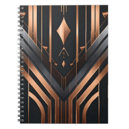 Caderno Espiral Desenho Geométrico em Cobre e Prata Art Déco